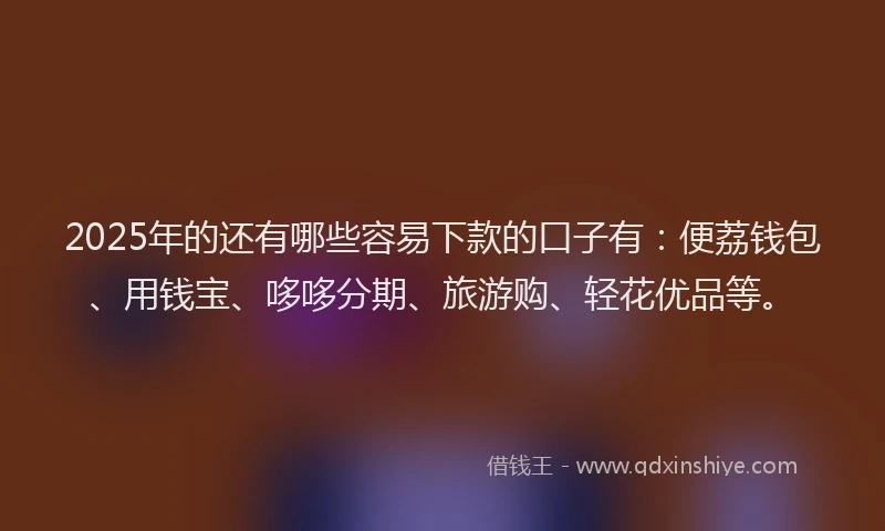 2025年的还有哪些容易下款的口子有：便荔钱包、用钱宝、哆哆分期、旅游购、轻花优品等。