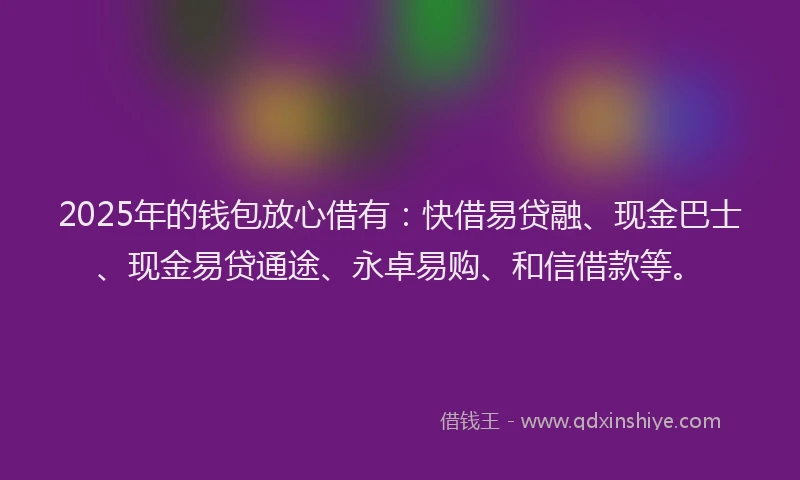 2025年的钱包放心借有：快借易贷融、现金巴士、现金易贷通途、永卓易购、和信借款等。
