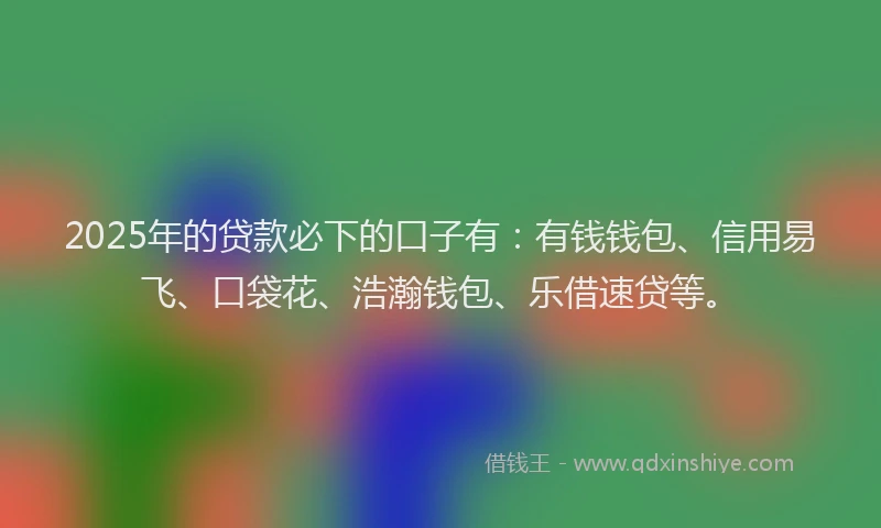 2025年的贷款必下的口子有：有钱钱包、信用易飞、口袋花、浩瀚钱包、乐借速贷等。