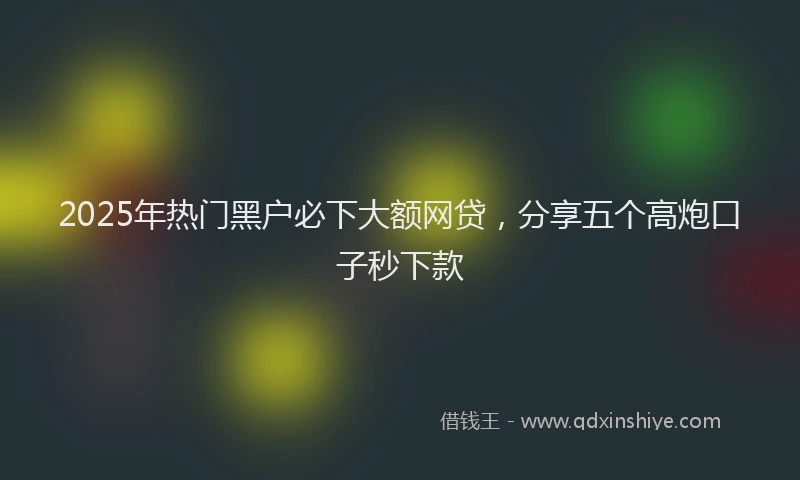 2025年热门黑户必下大额网贷，分享五个高炮口子秒下款