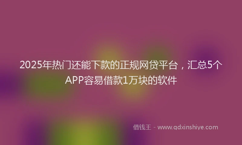 2025年热门还能下款的正规网贷平台，汇总5个APP容易借款1万块的软件