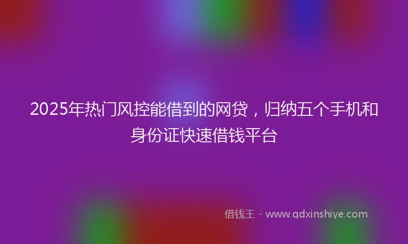 2025年热门风控能借到的网贷，归纳五个手机和身份证快速借钱平台