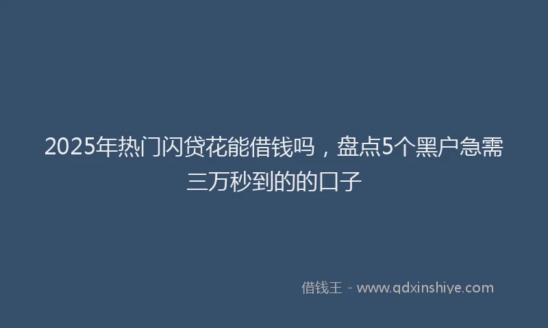 2025年热门闪贷花能借钱吗，盘点5个黑户急需三万秒到的的口子