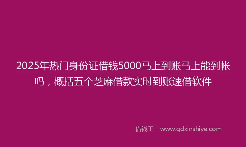 2025年热门身份证借钱5000马上到账马上能到帐吗，概括五个芝麻借款实时到账速借软件