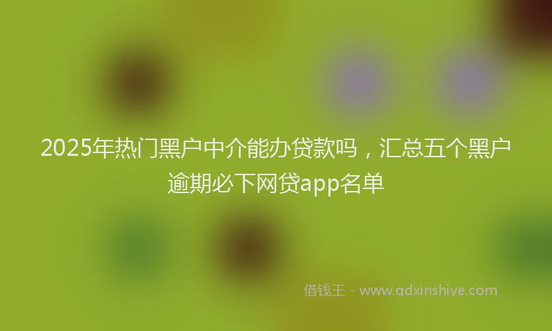 2025年热门黑户中介能办贷款吗，汇总五个黑户逾期必下网贷app名单