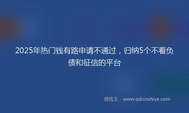 2025年热门钱有路申请不通过，归纳5个不看负债和征信的平台