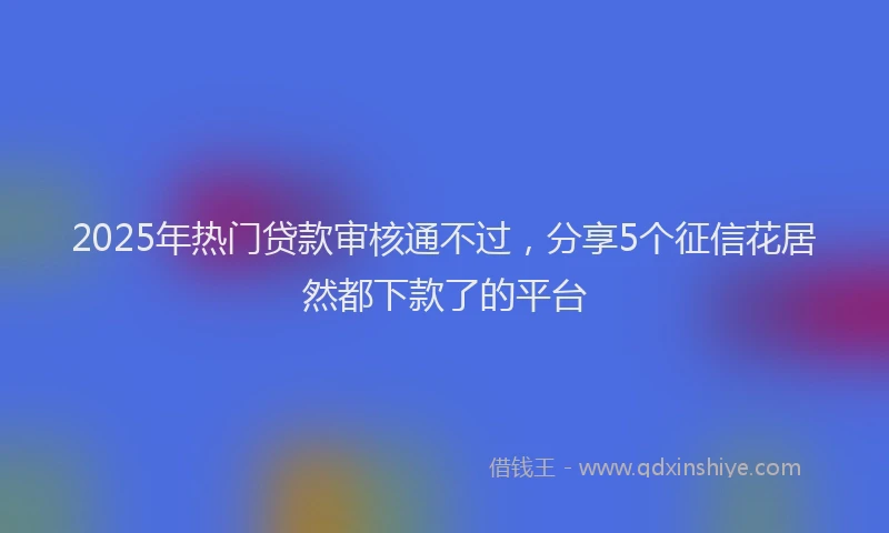 2025年热门贷款审核通不过，分享5个征信花居然都下款了的平台