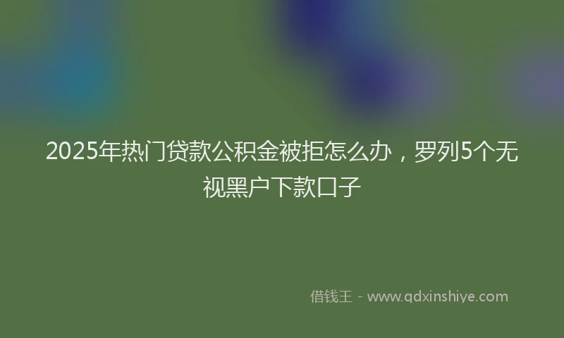2025年热门贷款公积金被拒怎么办，罗列5个无视黑户下款口子