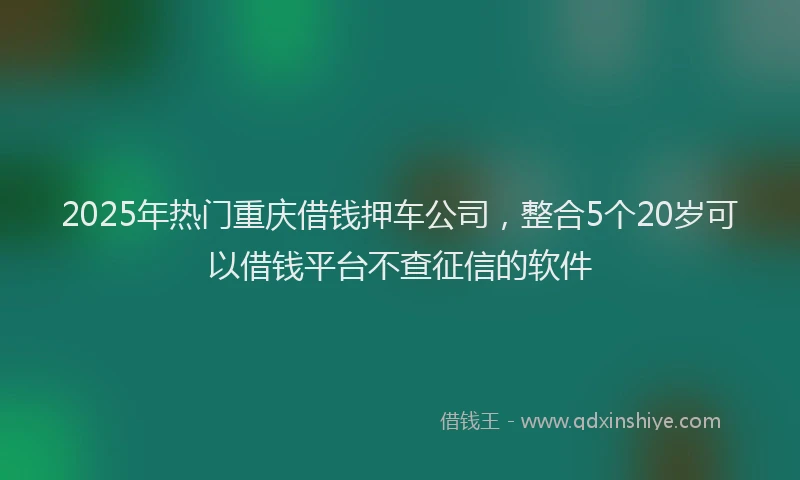 2025年热门重庆借钱押车公司，整合5个20岁可以借钱平台不查征信的软件