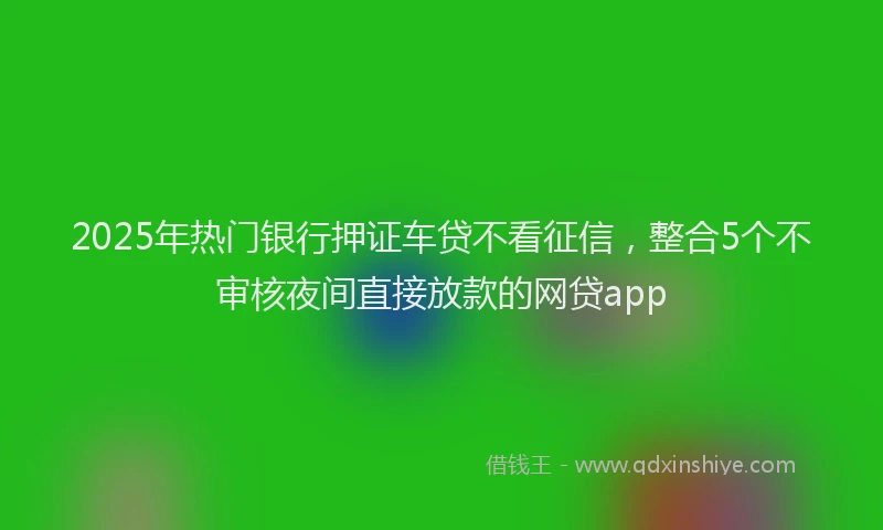 2025年热门银行押证车贷不看征信，整合5个不审核夜间直接放款的网贷app