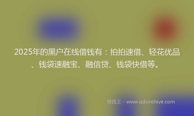 2025年的黑户在线借钱有：拍拍速借、轻花优品、钱袋速融宝、融信贷、钱袋快借等。