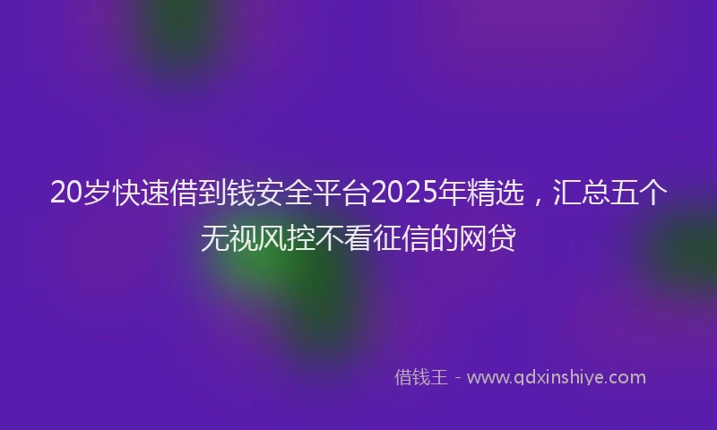 20岁快速借到钱安全平台2025年精选，汇总五个无视风控不看征信的网贷