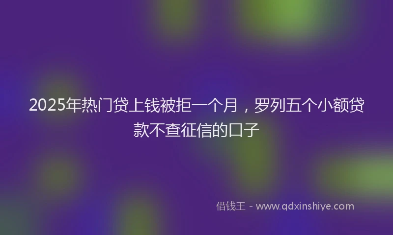 2025年热门贷上钱被拒一个月，罗列五个小额贷款不查征信的口子