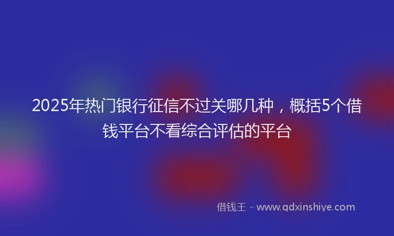 2025年热门银行征信不过关哪几种，概括5个借钱平台不看综合评估的平台
