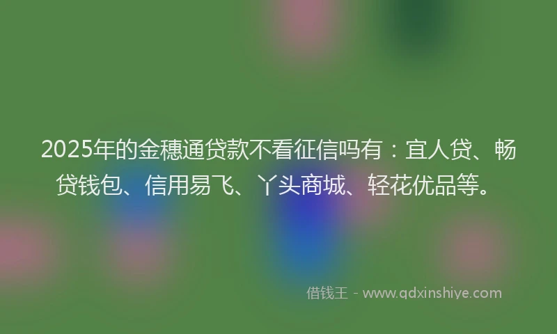 2025年的金穗通贷款不看征信吗有：宜人贷、畅贷钱包、信用易飞、丫头商城、轻花优品等。