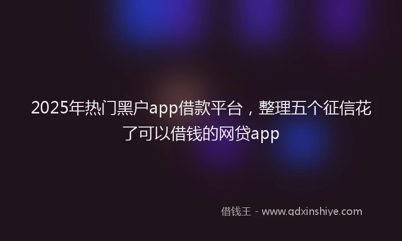 2025年热门黑户app借款平台，整理五个征信花了可以借钱的网贷app
