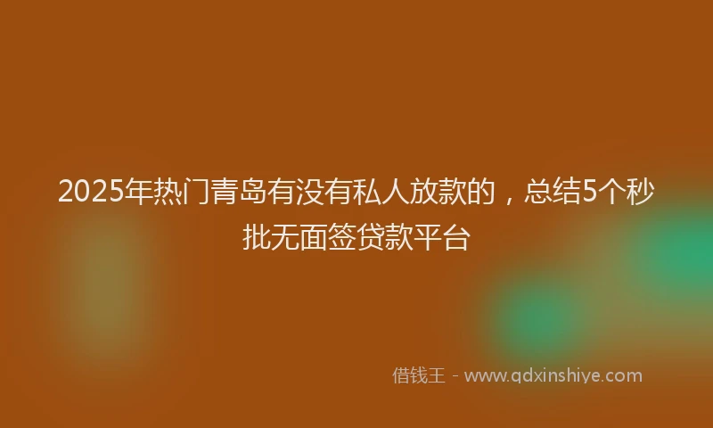 2025年热门青岛有没有私人放款的，总结5个秒批无面签贷款平台