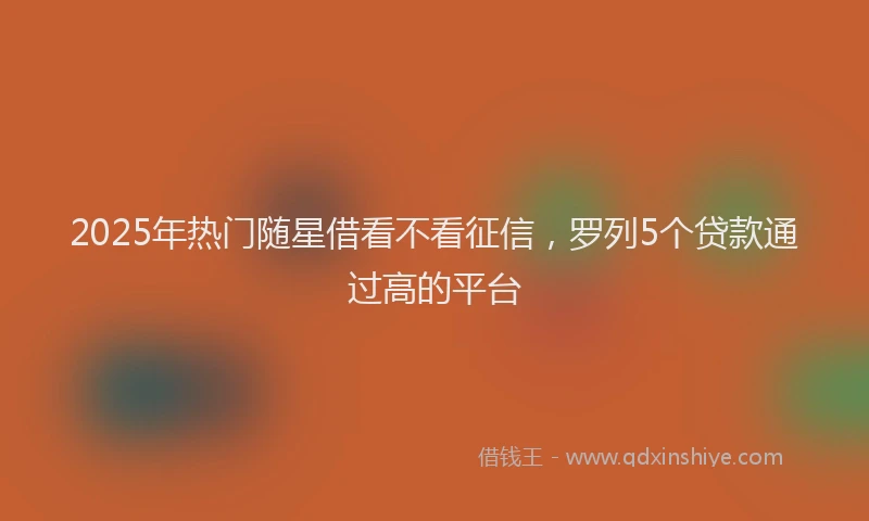 2025年热门随星借看不看征信，罗列5个贷款通过高的平台