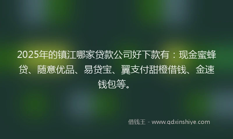 2025年的镇江哪家贷款公司好下款有：现金蜜蜂贷、随意优品、易贷宝、翼支付甜橙借钱、金速钱包等。