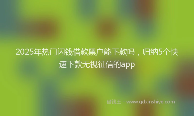 2025年热门闪钱借款黑户能下款吗，归纳5个快速下款无视征信的app