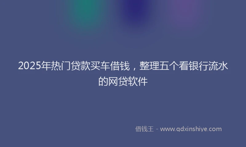 2025年热门贷款买车借钱，整理五个看银行流水的网贷软件