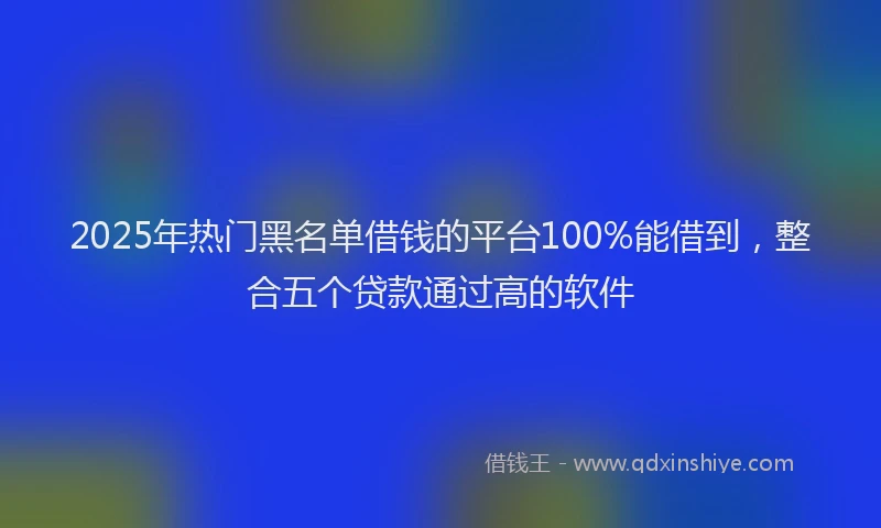2025年热门黑名单借钱的平台100%能借到，整合五个贷款通过高的软件