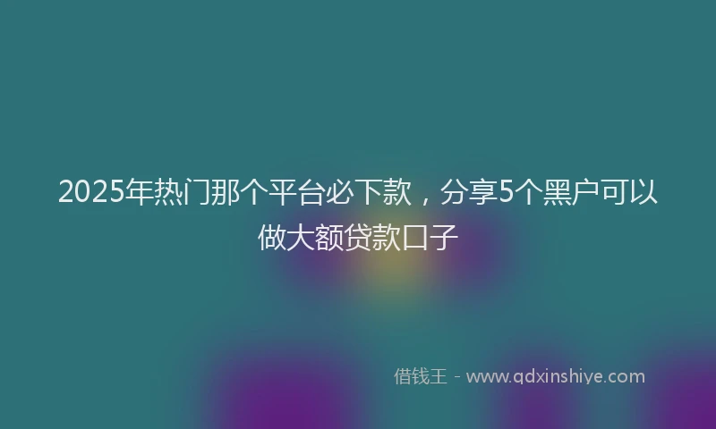 2025年热门那个平台必下款，分享5个黑户可以做大额贷款口子