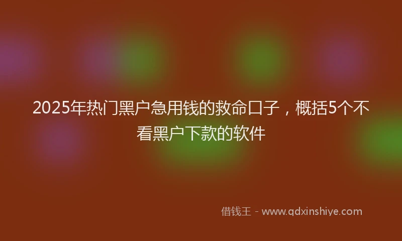 2025年热门黑户急用钱的救命口子，概括5个不看黑户下款的软件