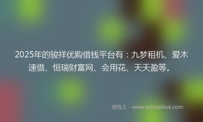 2025年的骏祥优购借钱平台有：九梦租机、爱木速借、恒瑞财富网、会用花、天天盈等。