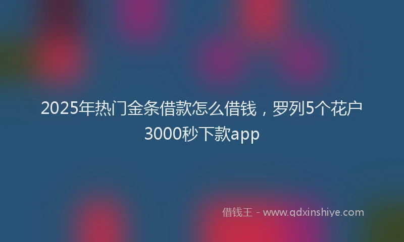 2025年热门金条借款怎么借钱，罗列5个花户3000秒下款app