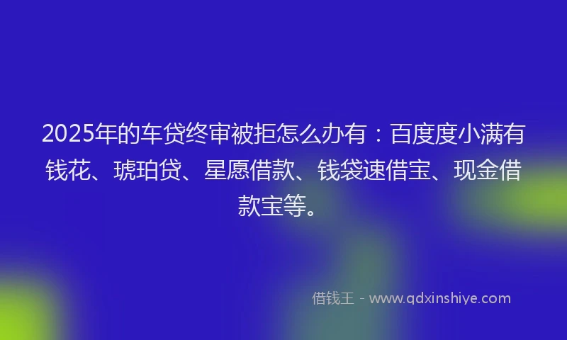 2025年的车贷终审被拒怎么办有：百度度小满有钱花、琥珀贷、星愿借款、钱袋速借宝、现金借款宝等。