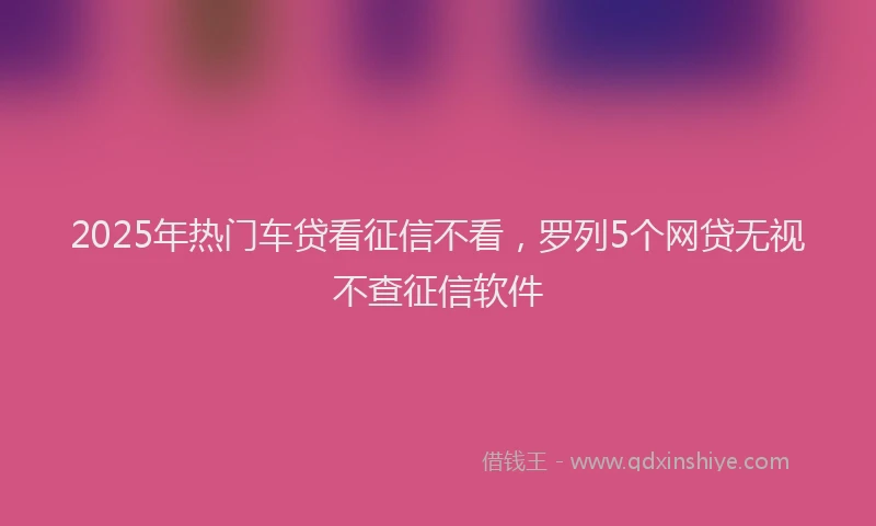 2025年热门车贷看征信不看，罗列5个网贷无视不查征信软件