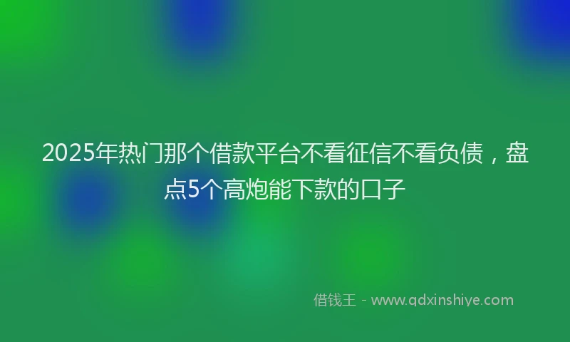 2025年热门那个借款平台不看征信不看负债，盘点5个高炮能下款的口子