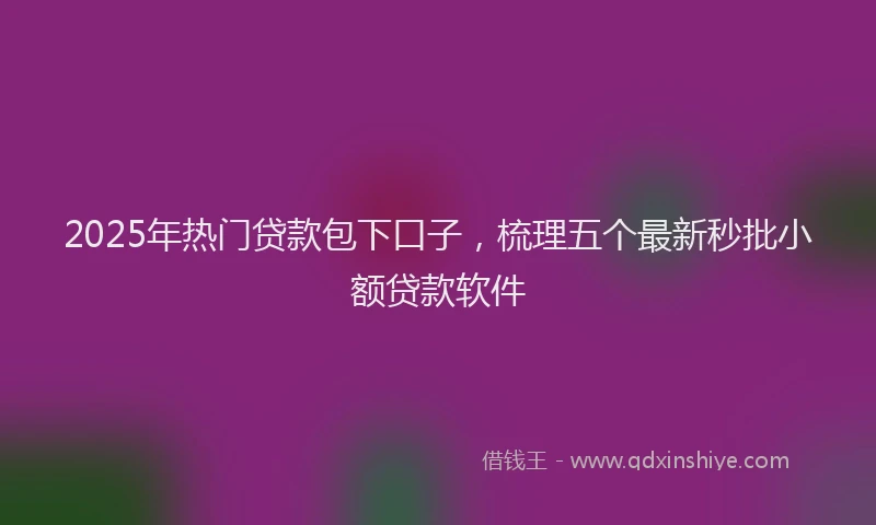 2025年热门贷款包下口子，梳理五个最新秒批小额贷款软件