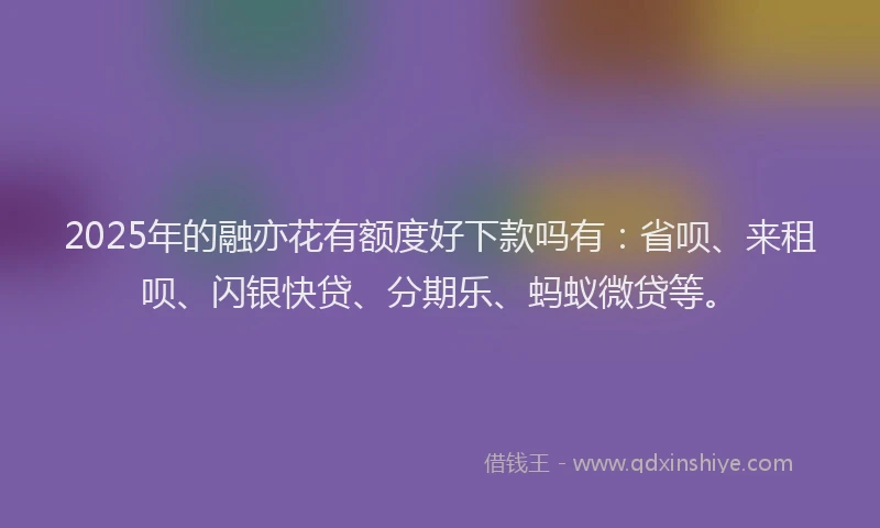 2025年的融亦花有额度好下款吗有：省呗、来租呗、闪银快贷、分期乐、蚂蚁微贷等。
