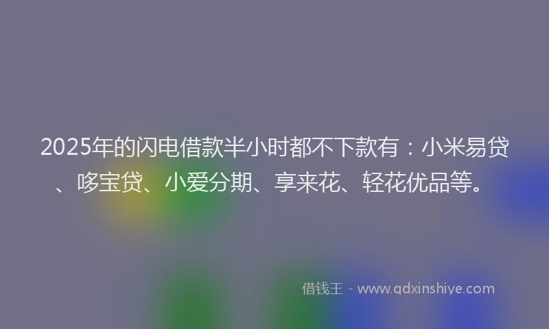 2025年的闪电借款半小时都不下款有：小米易贷、哆宝贷、小爱分期、享来花、轻花优品等。