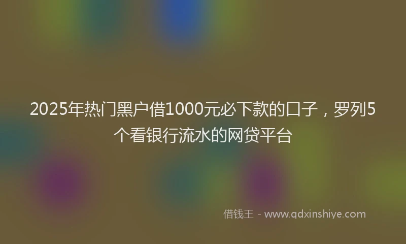 2025年热门黑户借1000元必下款的口子，罗列5个看银行流水的网贷平台