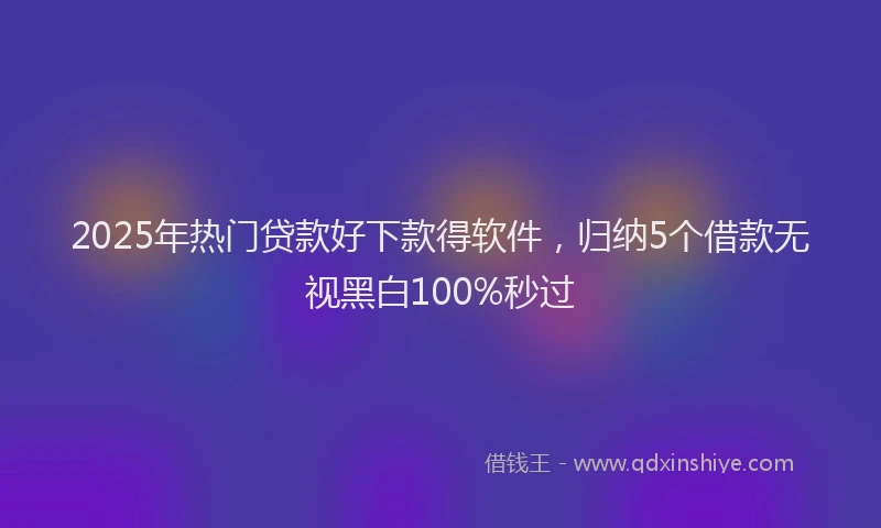 2025年热门贷款好下款得软件，归纳5个借款无视黑白100%秒过