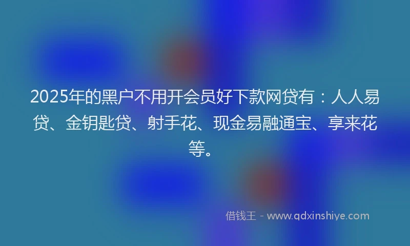 2025年的黑户不用开会员好下款网贷有：人人易贷、金钥匙贷、射手花、现金易融通宝、享来花等。