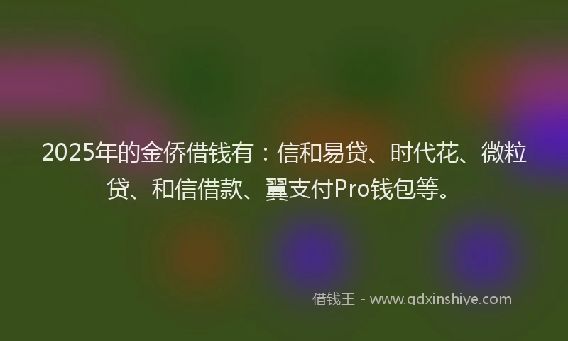 2025年的金侨借钱有：信和易贷、时代花、微粒贷、和信借款、翼支付Pro钱包等。