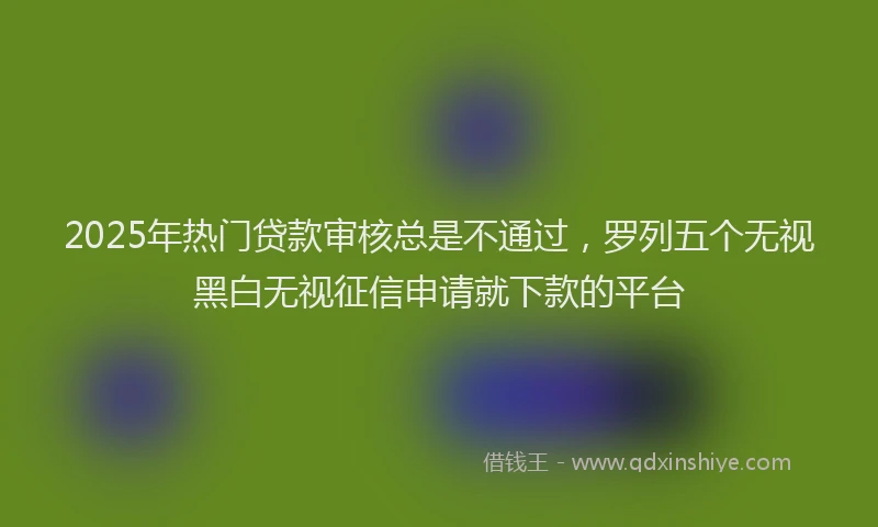 2025年热门贷款审核总是不通过，罗列五个无视黑白无视征信申请就下款的平台