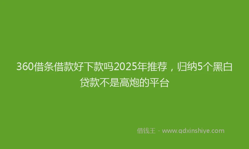 360借条借款好下款吗2025年推荐，归纳5个黑白贷款不是高炮的平台