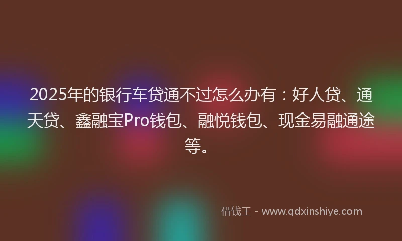2025年的银行车贷通不过怎么办有：好人贷、通天贷、鑫融宝Pro钱包、融悦钱包、现金易融通途等。