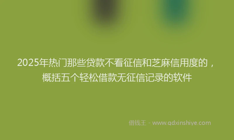 2025年热门那些贷款不看征信和芝麻信用度的，概括五个轻松借款无征信记录的软件