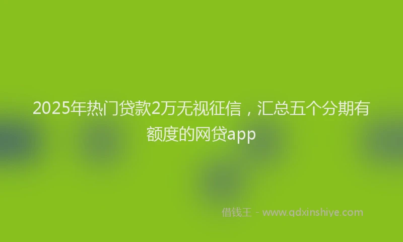 2025年热门贷款2万无视征信，汇总五个分期有额度的网贷app