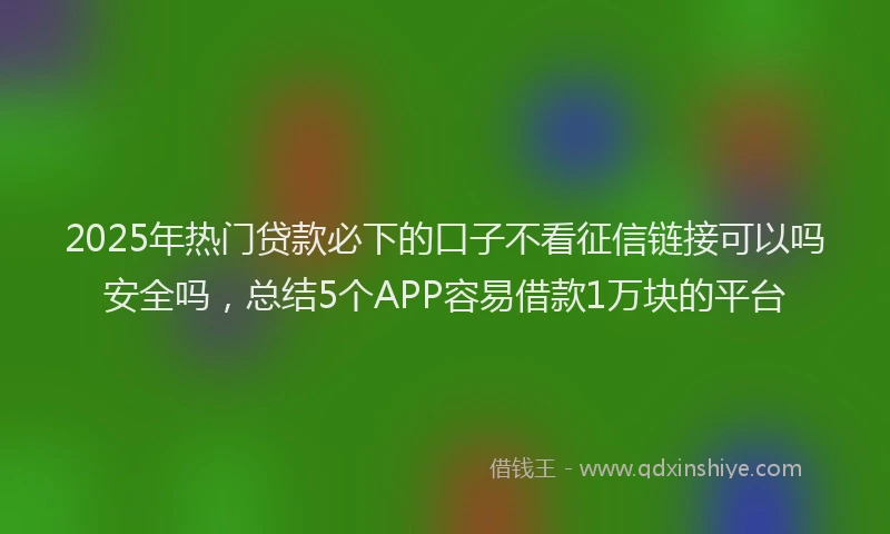 2025年热门贷款必下的口子不看征信链接可以吗安全吗，总结5个APP容易借款1万块的平台