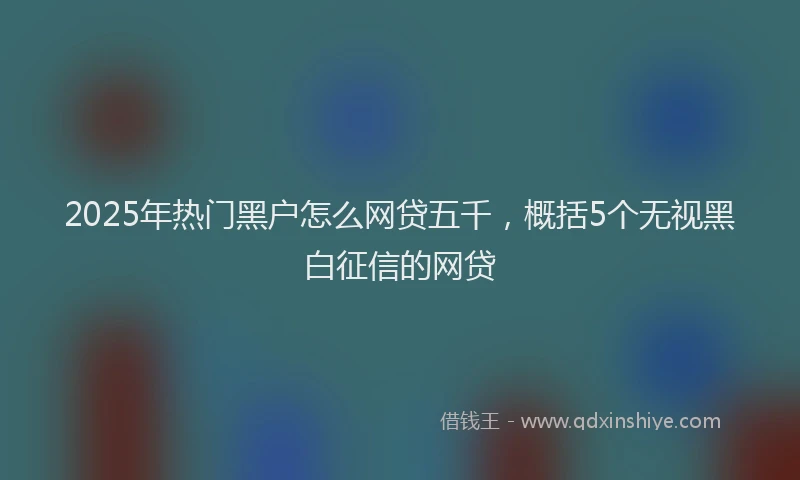 2025年热门黑户怎么网贷五千，概括5个无视黑白征信的网贷