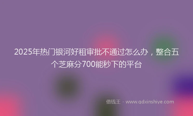 2025年热门银河好租审批不通过怎么办，整合五个芝麻分700能秒下的平台