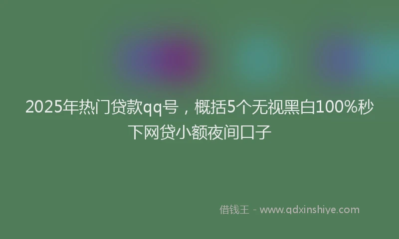 2025年热门贷款qq号，概括5个无视黑白100%秒下网贷小额夜间口子