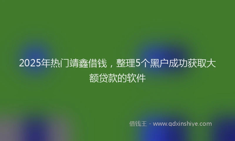 2025年热门靖鑫借钱，整理5个黑户成功获取大额贷款的软件